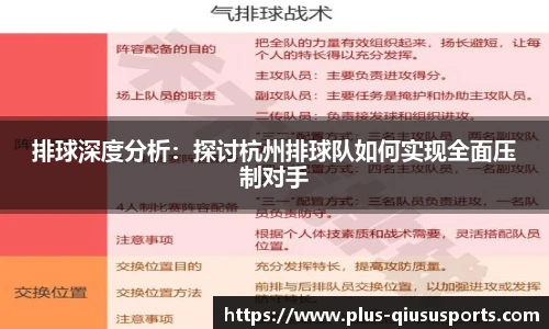 排球深度分析：探讨杭州排球队如何实现全面压制对手