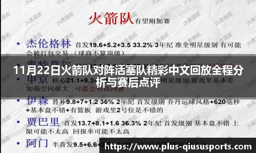 11月22日火箭队对阵活塞队精彩中文回放全程分析与赛后点评